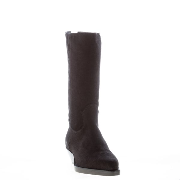 ANNA F. donna stivale Texano in camoscio NERO. Tacco 4 cm - immagine 2