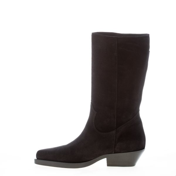 ANNA F. donna stivale Texano in camoscio NERO. Tacco 4 cm - immagine 4