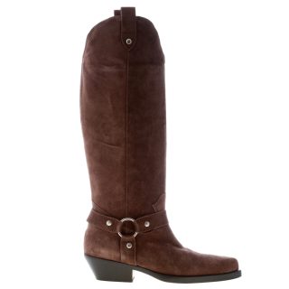 ANNA F. donna stivale Texano al ginocchio in camoscio MARRONE CAFFE'. Tacco 4,5 cm