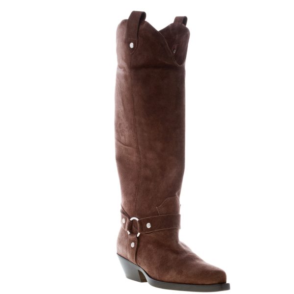 ANNA F. donna stivale Texano al ginocchio in camoscio MARRONE CAFFE'. Tacco 4,5 cm - immagine 2