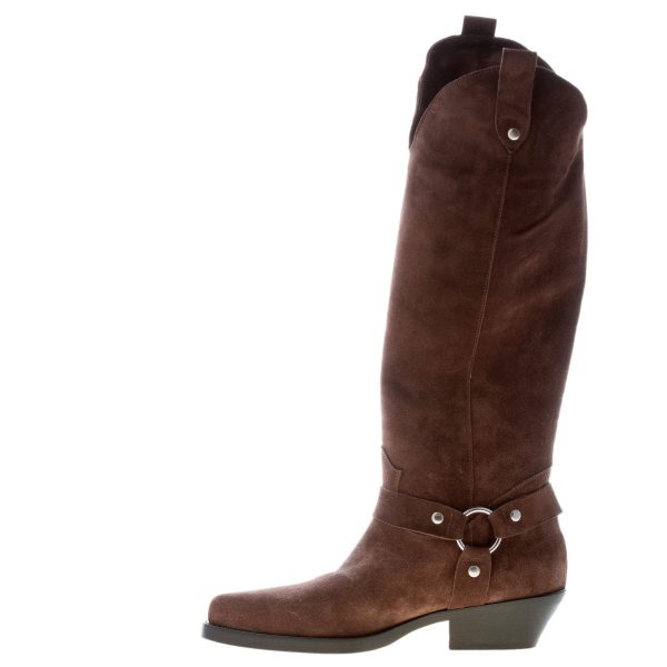 ANNA F. donna stivale Texano al ginocchio in camoscio MARRONE CAFFE'. Tacco 4,5 cm - immagine 4