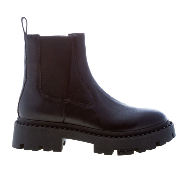 ASH donna stivaletto elasticizzato Genesis in pelle NERO. Tacco 4 cm