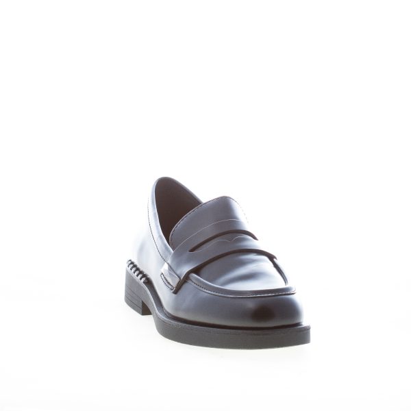 ASH donna mocassino Whisper in vitello spazzolato NERO con borchie. Suola gomma - immagine 2