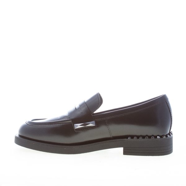 ASH donna mocassino Whisper in vitello spazzolato NERO con borchie. Suola gomma - immagine 4