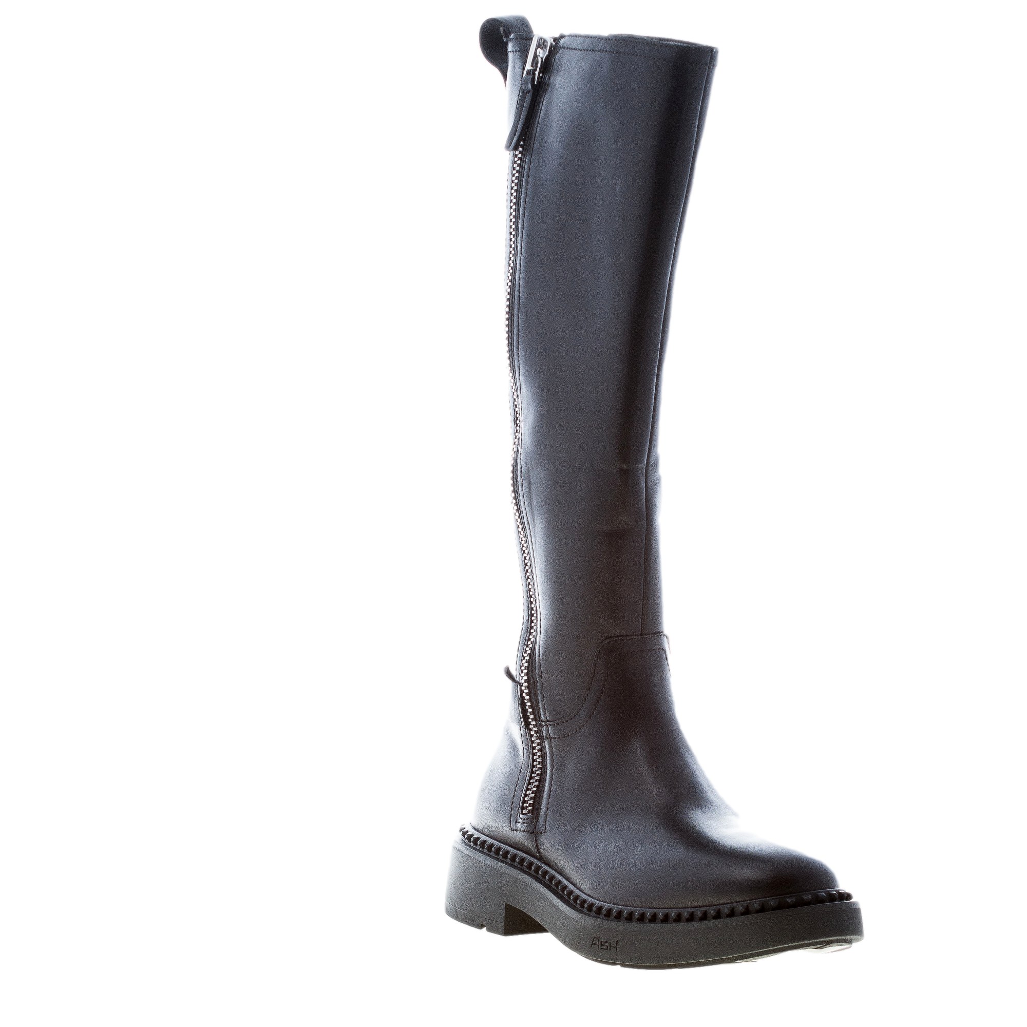 ASH donna stivale Madman in pelle NERO con doppia zip e borchie. Tacco 4 cm - immagine 2