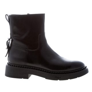 ASH donna stivaletto Magnum in pelle NERO con zip, fibbia e borchie. Tacco 3,5 cm