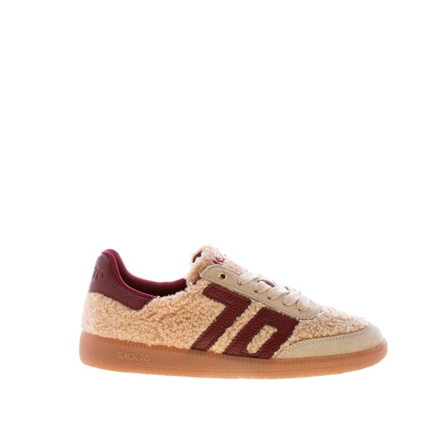BACK 70 donna sneaker Teddy in tessuto fur e camoscio BEIGE e BORDEAUX