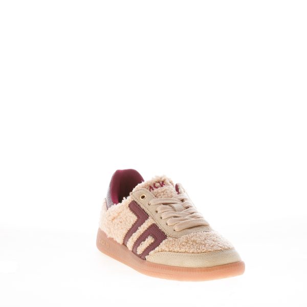 BACK 70 donna sneaker Teddy in tessuto fur e camoscio BEIGE e BORDEAUX - immagine 2