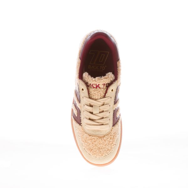 BACK 70 donna sneaker Teddy in tessuto fur e camoscio BEIGE e BORDEAUX - immagine 5