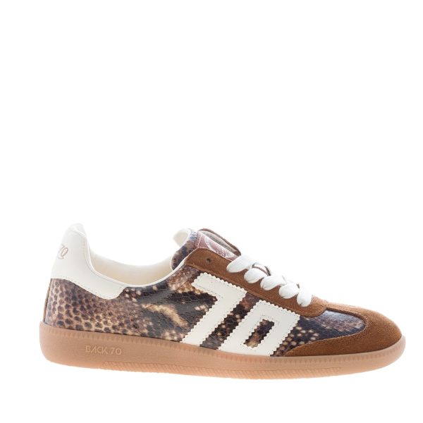 BACK 70 donna sneaker Cloud Snake in pelle stampa rettile e suede CUOIO BUTTER