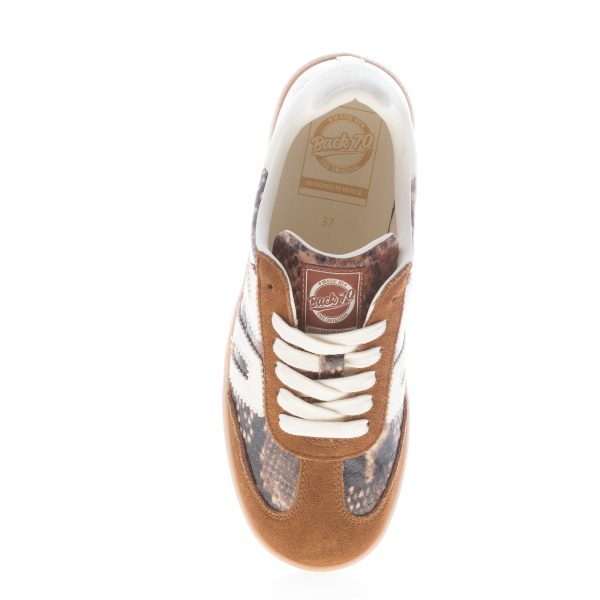 BACK 70 donna sneaker Cloud Snake in pelle stampa rettile e suede CUOIO BUTTER - immagine 5