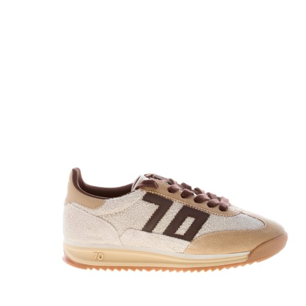 BACK 70 donna sneaker Jogger in camoscio graffiato GHIACCIO e camoscio sabbia più coffee