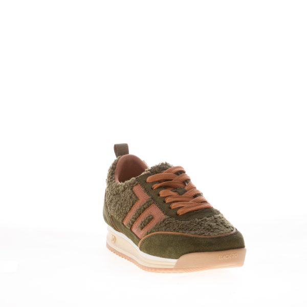 BACK 70 donna sneaker Jogger in Teddy fur e camoscio OLIVA più cuoio - immagine 2