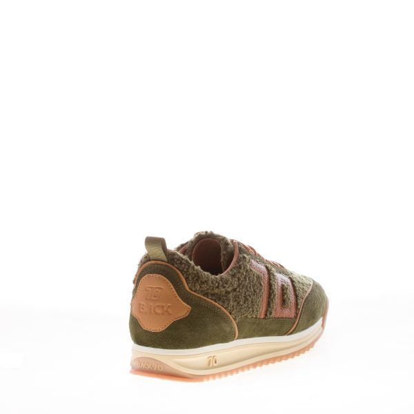 BACK 70 donna sneaker Jogger in Teddy fur e camoscio OLIVA più cuoio - immagine 3