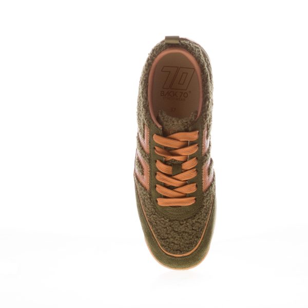 BACK 70 donna sneaker Jogger in Teddy fur e camoscio OLIVA più cuoio - immagine 5