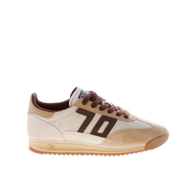 BACK 70 uomo sneaker Jogger in camoscio graffiato GHIACCIO e CAMEL più coffee