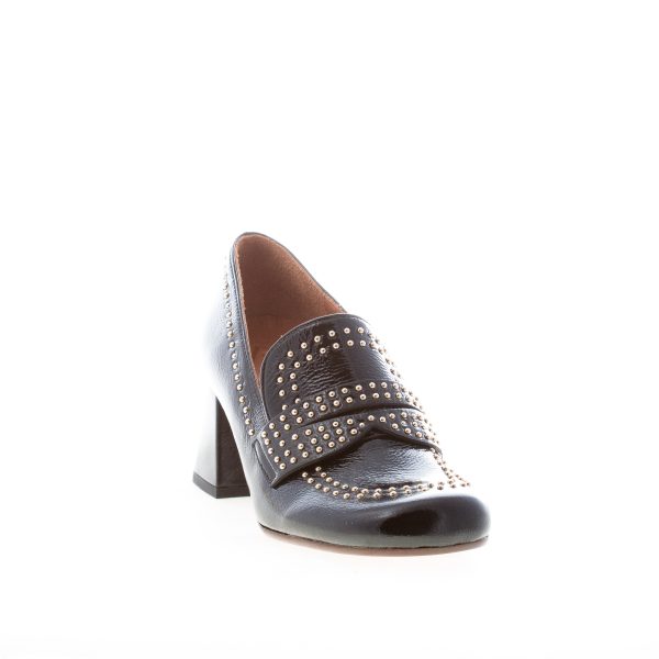 CHIE MIHARA donna mocassino Muleah in vernice NERO con borchie. Tacco 5,5 cm - immagine 2