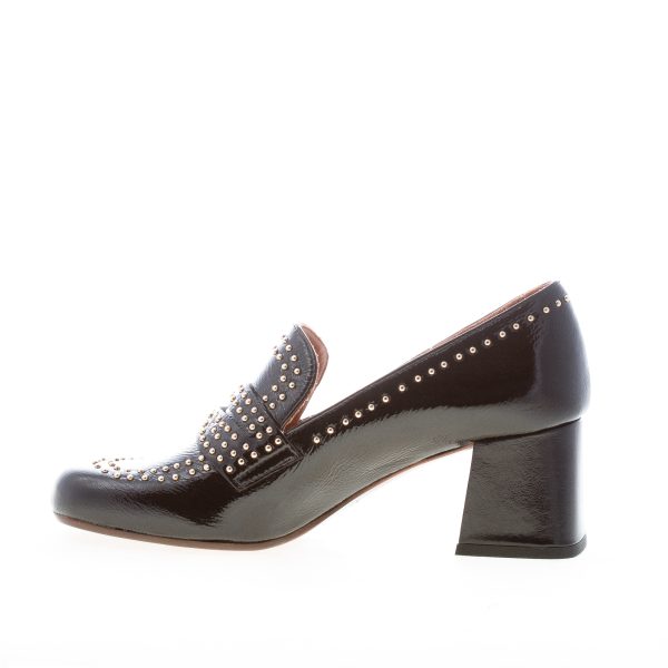 CHIE MIHARA donna mocassino Muleah in vernice NERO con borchie. Tacco 5,5 cm - immagine 4