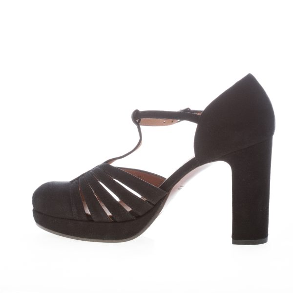 CHIE MIHARA donna decolletè T-Strap Yeilo in camoscio NERO. Tacco 8,5 cm - immagine 4