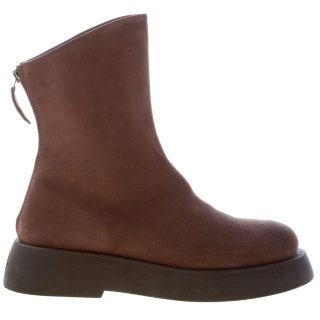 ERNESTO DOLANI donna biker in crosta MARRONE GRAFITE con zip. Tacco 4 cm