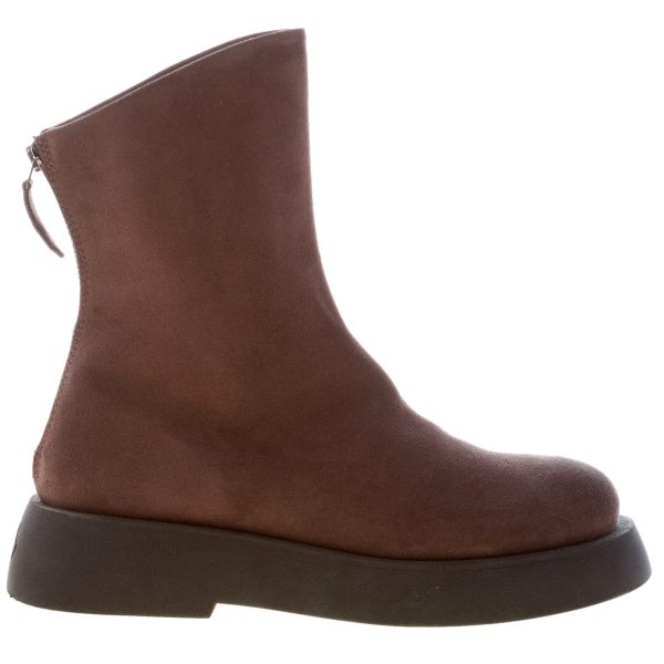 ERNESTO DOLANI donna biker in crosta MARRONE GRAFITE con zip. Tacco 4 cm
