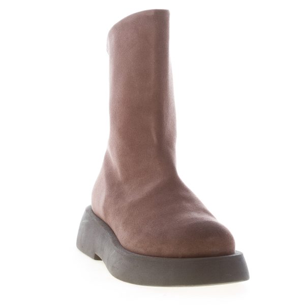 ERNESTO DOLANI donna biker in crosta MARRONE GRAFITE con zip. Tacco 4 cm - immagine 2