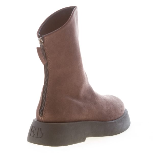 ERNESTO DOLANI donna biker in crosta MARRONE GRAFITE con zip. Tacco 4 cm - immagine 3