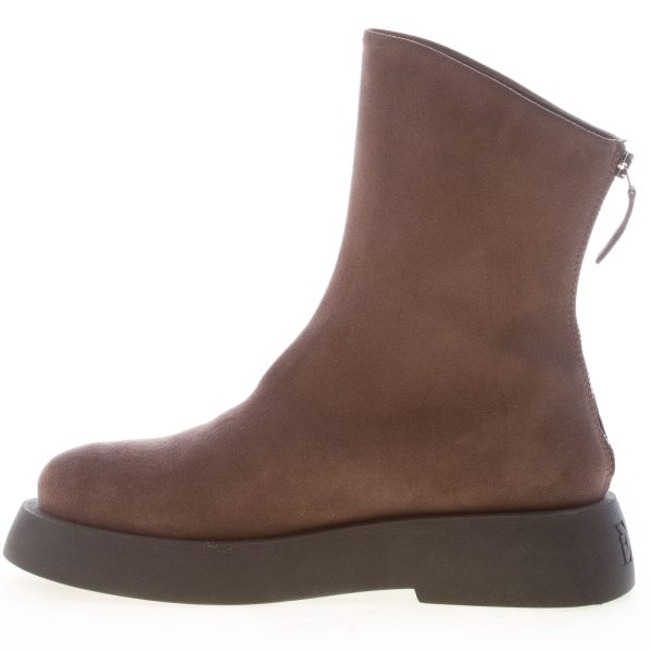 ERNESTO DOLANI donna biker in crosta MARRONE GRAFITE con zip. Tacco 4 cm - immagine 4