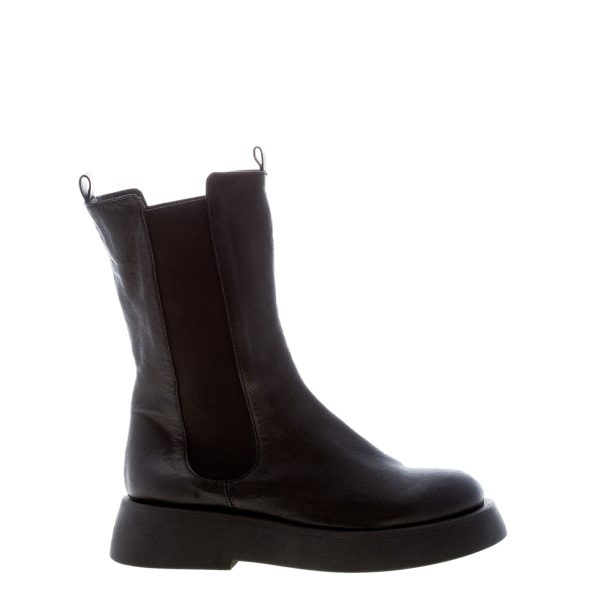 ERNESTO DOLANI donna tronchetto elasticizzato Rock in pelle NERO. Tacco 4 cm