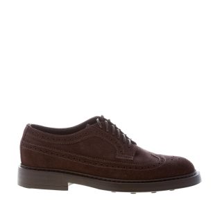DOUCAL'S uomo scarpa derby brogues in camoscio MARRONE. Suola gomma