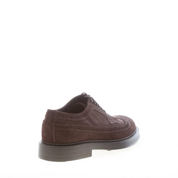 DOUCAL'S uomo scarpa derby brogues in camoscio MARRONE. Suola gomma - immagine 3