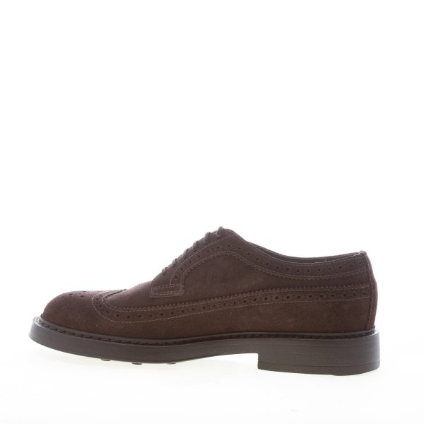 DOUCAL'S uomo scarpa derby brogues in camoscio MARRONE. Suola gomma - immagine 4