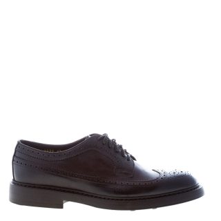 DOUCAL'S uomo scarpa derby brogues in pelle TESTA DI MORO. Suola gomma