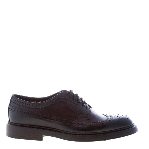DOUCAL'S uomo scarpa derby brogues in pelle TESTA DI MORO. Suola gomma