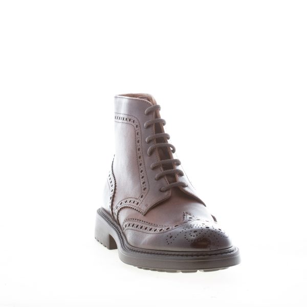 DOUCAL'S uomo scarponcino allacciato brogues in pelle MARRONE. Suola gomma - immagine 2