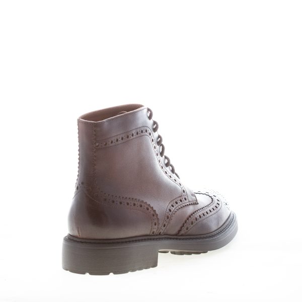 DOUCAL'S uomo scarponcino allacciato brogues in pelle MARRONE. Suola gomma - immagine 3