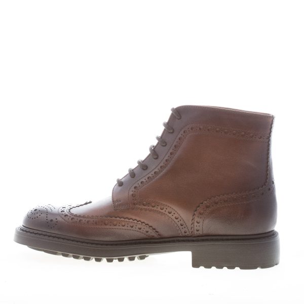 DOUCAL'S uomo scarponcino allacciato brogues in pelle MARRONE. Suola gomma - immagine 4