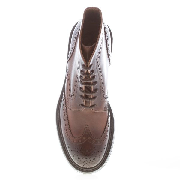 DOUCAL'S uomo scarponcino allacciato brogues in pelle MARRONE. Suola gomma - immagine 5