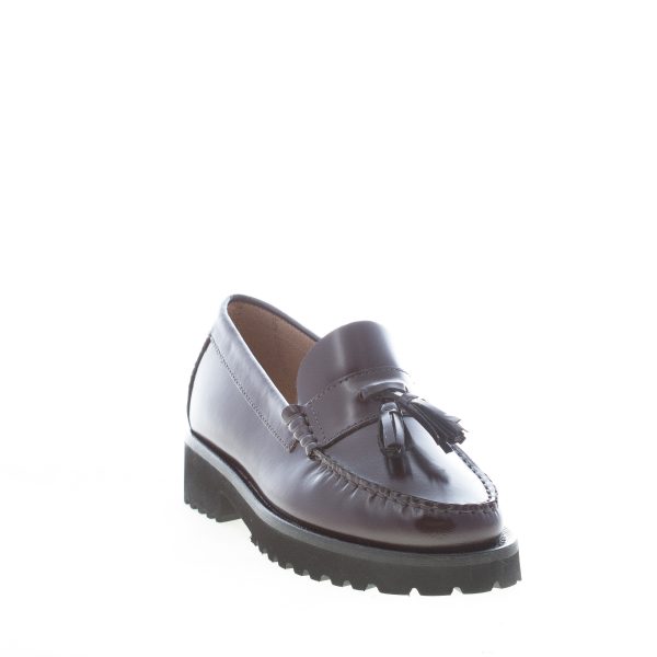 ENRY HOBB'S donna mocassino artigianale in pelle semilucida BORDEAUX con nappine. Suola gomma - immagine 2