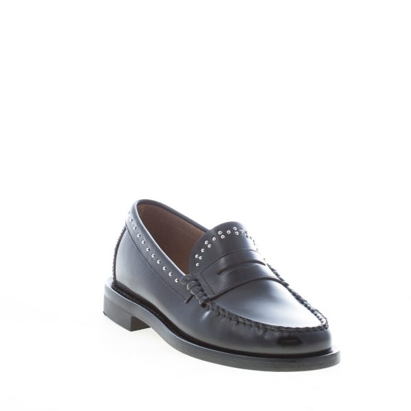 ENRY HOBB'S donna mocassino college in pelle semilucida NERO con borchie - immagine 2