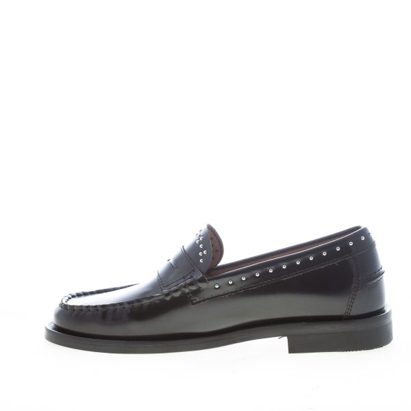 ENRY HOBB'S donna mocassino college in pelle semilucida NERO con borchie - immagine 4