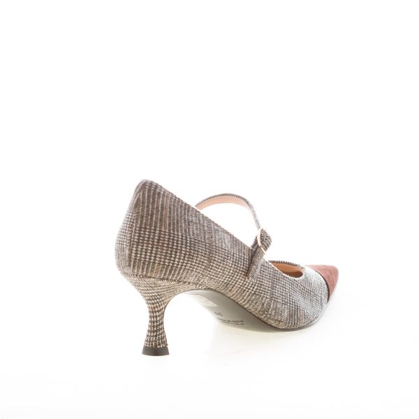 FABRICA VENETA donna decolletè in tessuto principe di Galles MARRONE. Tacco 5 cm - immagine 3