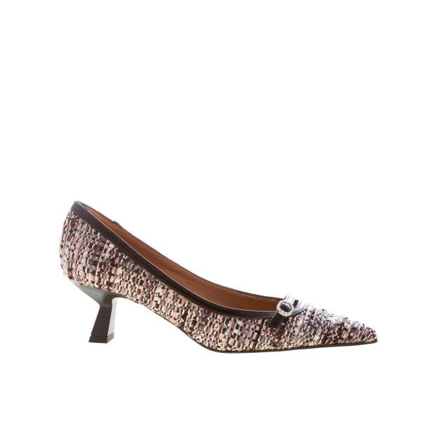 ROBERTO FESTA donna decolletè in tessuto bouclè ROSA NERO. Tacco 5 cm