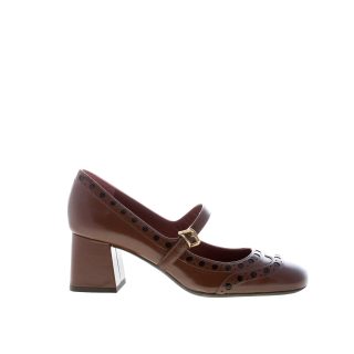 ROBERTO FESTA donna scarpa Mayjane in pelle MARRONE CASTAGNA più nero. Tacco 5,5 cm