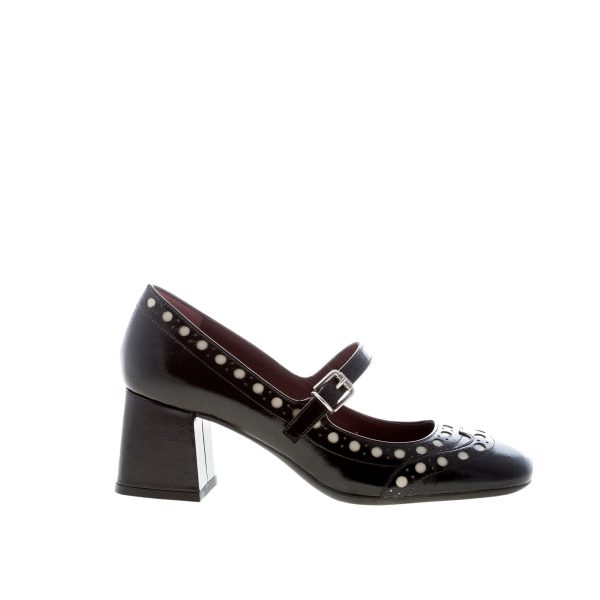 ROBERTO FESTA donna scarpa Mayjane in pelle NERO più ecrù. Tacco 5,5 cm