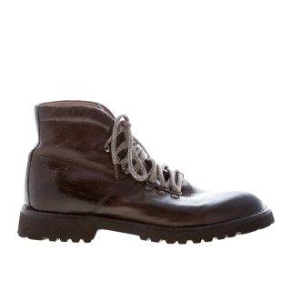 GREEN GEORGE uomo scarponcino stile trekking in pelle lavata MARRONE. Suola in gomma