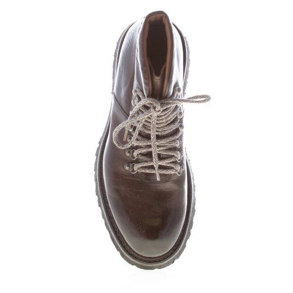 GREEN GEORGE uomo scarponcino stile trekking in pelle lavata MARRONE. Suola in gomma - immagine 5