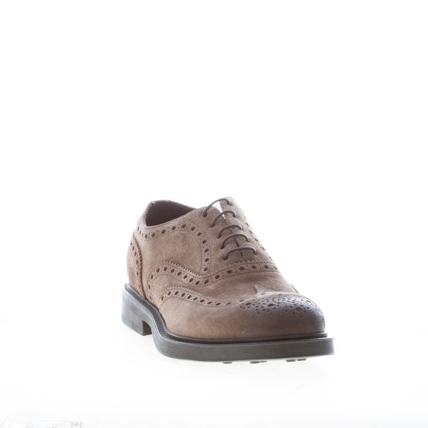 GREEN GEORGE uomo scarpa francesina brogue in camoscio delavè TORTORA. Suola gomma - immagine 2