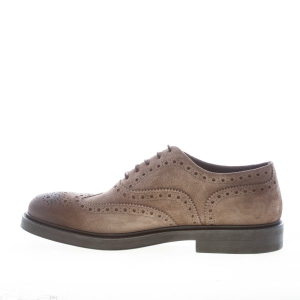 GREEN GEORGE uomo scarpa francesina brogue in camoscio delavè TORTORA. Suola gomma - immagine 4