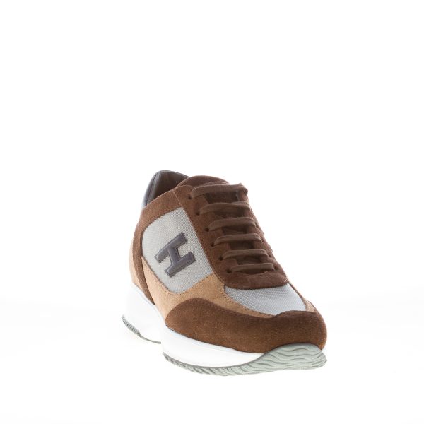 HOGAN uomo Interactive sneaker in camoscio MARRONE e tessuto GRIGIO - immagine 2
